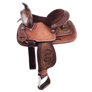 10" DOUBLE T PONY SADDLE WITH FLORAL TOOLING