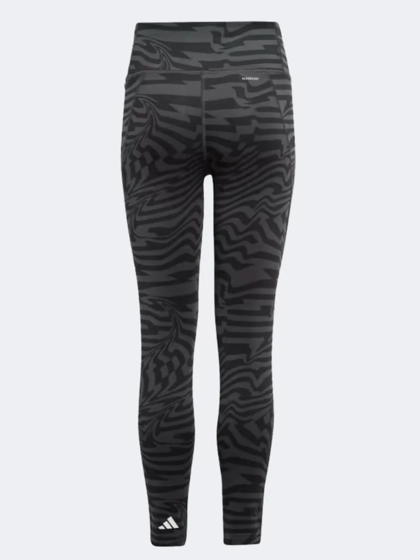 Adidas Aop Optime 7/8 Kids-Girls Sportswear Tight Carbon/Black/White