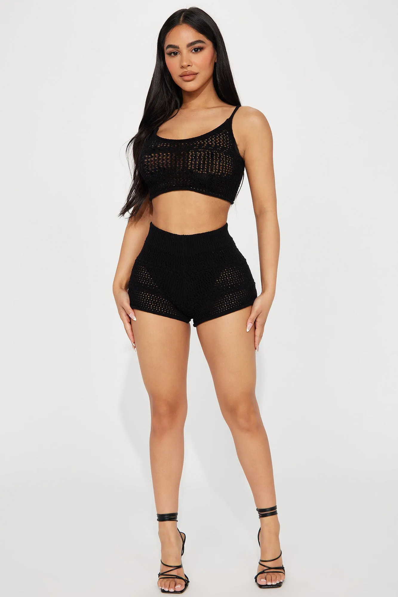 Another Vacation Crochet Short Set - Black