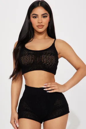 Another Vacation Crochet Short Set - Black