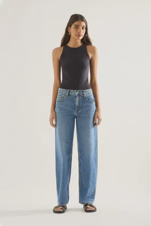 Avril Low Slouchy Wide Leg - Mid Blue