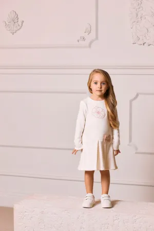 AW24 Patachou Girls Ivory & Pink Embroidered Dress