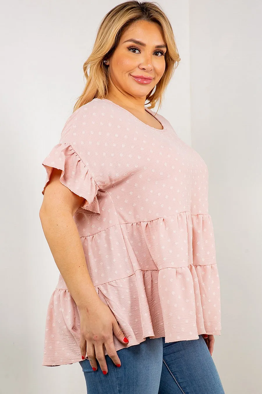 Baby Pink Multi Tier Short Sleeve Top