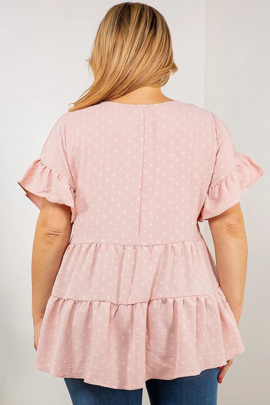 Baby Pink Multi Tier Short Sleeve Top