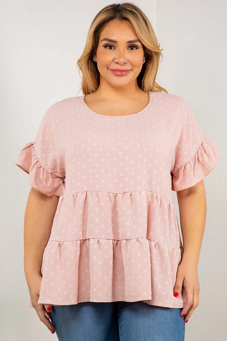 Baby Pink Multi Tier Short Sleeve Top