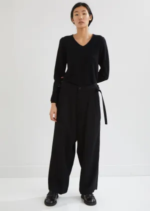 Belted Wide Leg Wool Pants