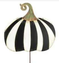 Black and White Striped Pumpkin Yard Decor