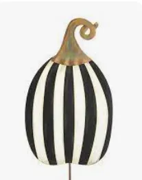 Black and White Striped Pumpkin Yard Decor