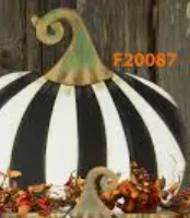 Black and White Striped Pumpkin Yard Decor