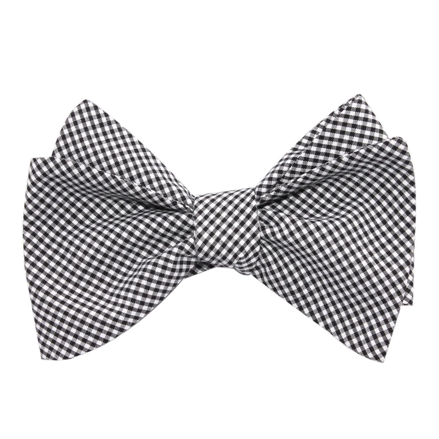 Black Gingham Cotton Self Tie Bow Tie