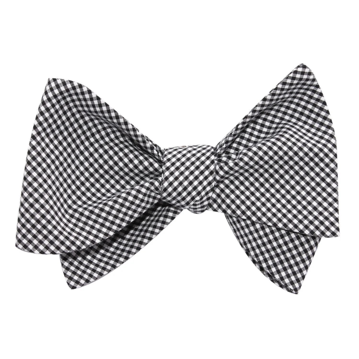 Black Gingham Cotton Self Tie Bow Tie