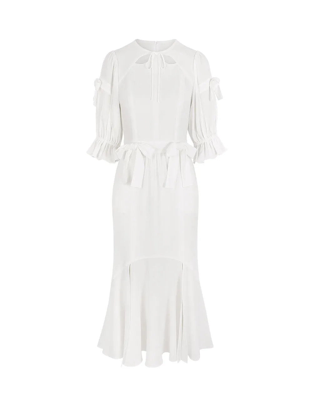 BORA AKSU Ruffled Puff Sleeve Fishtail Dress