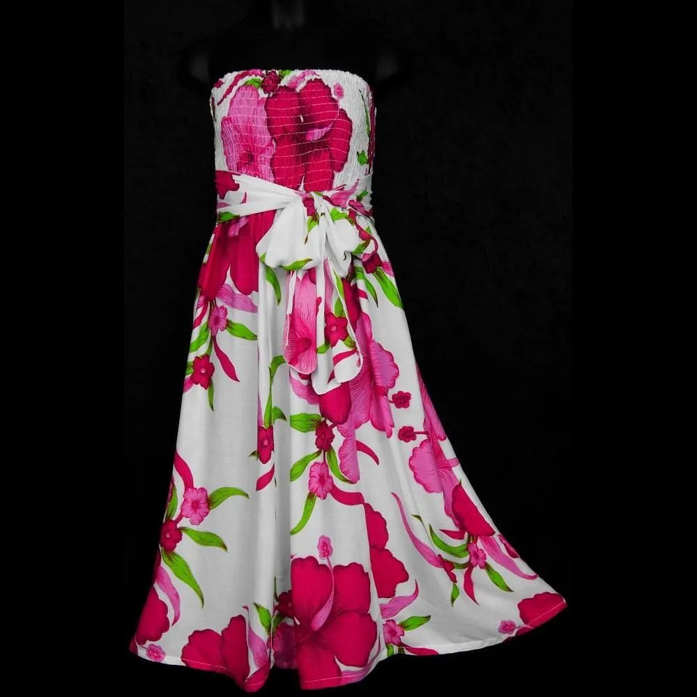 Bright Flower Ribbon Sarong Dress