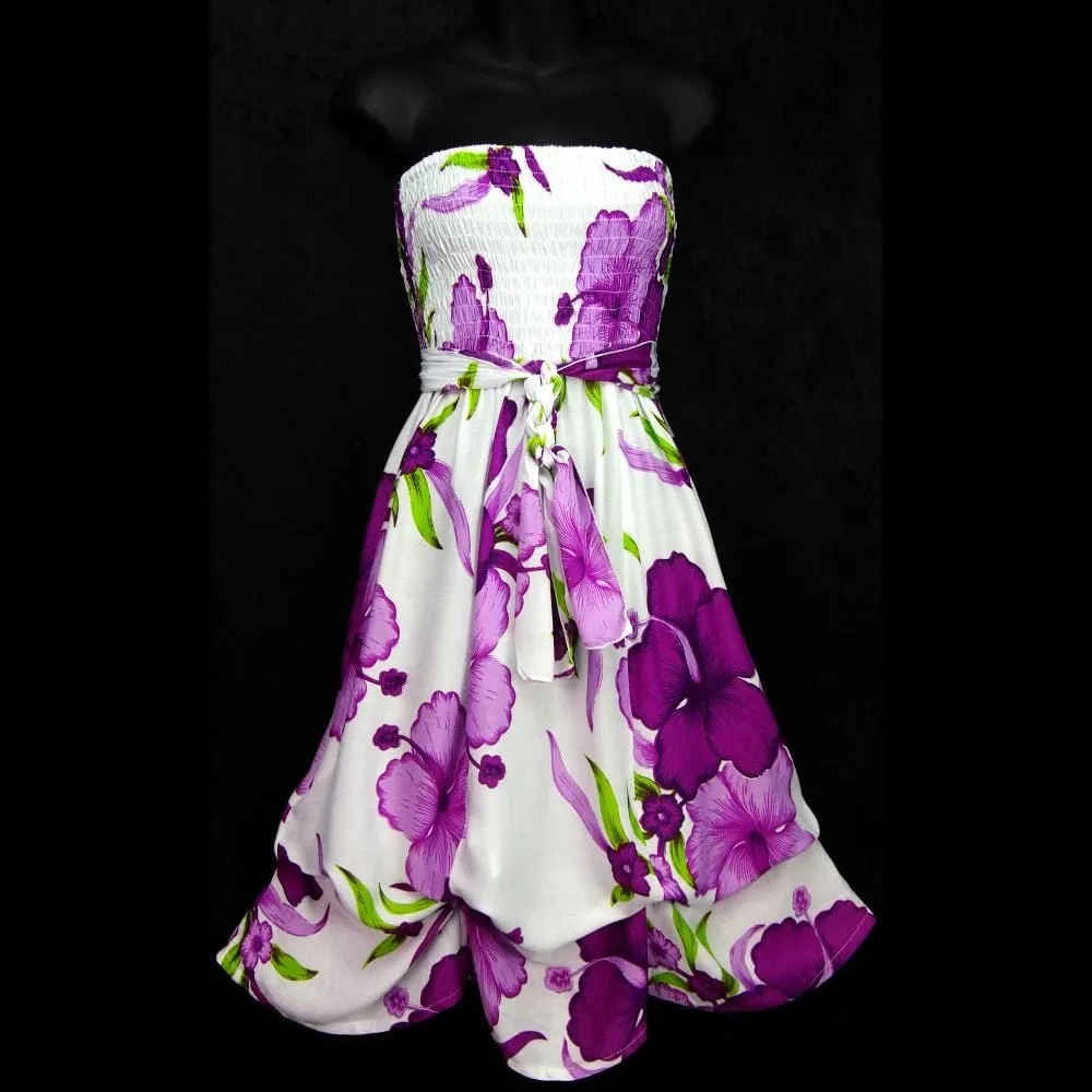 Bright Flower Ribbon Sarong Dress