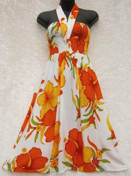 Bright Flower Ribbon Sarong Dress