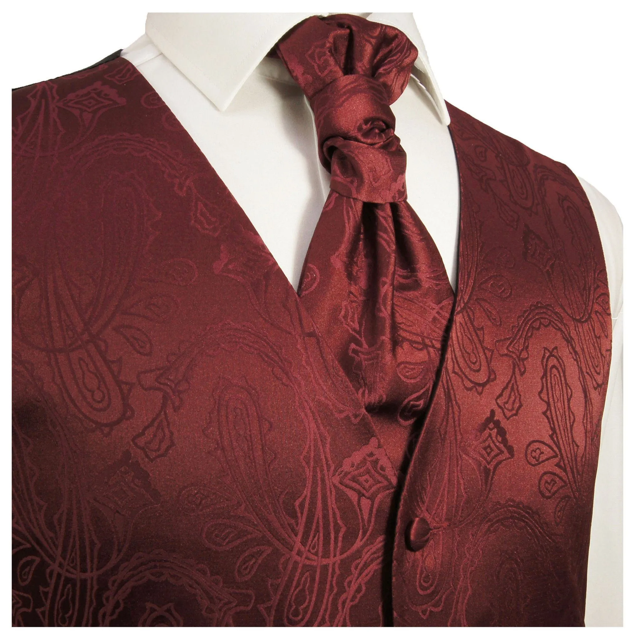 Burgundy Paisley Tuxedo Vest Set