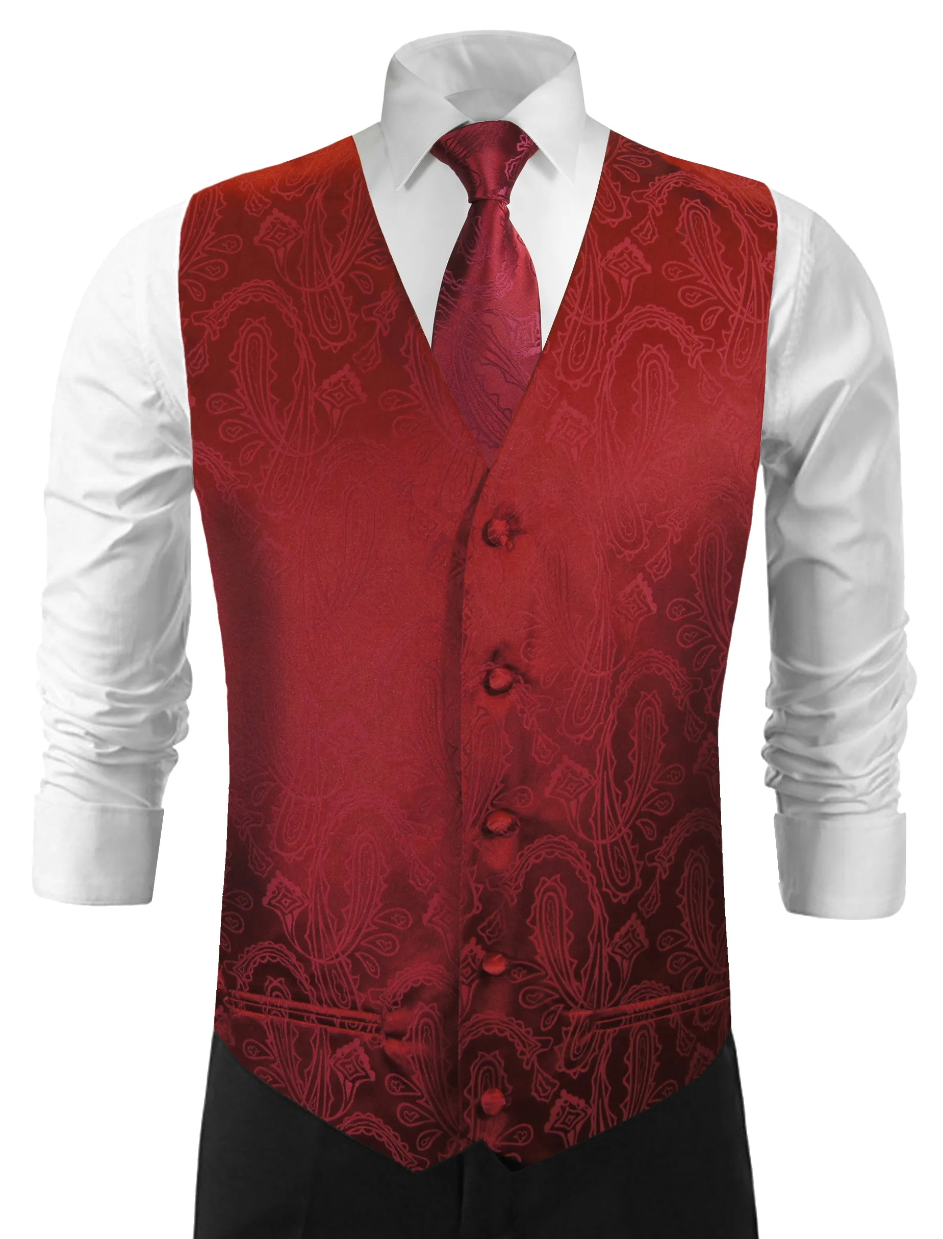 Burgundy Paisley Tuxedo Vest Set