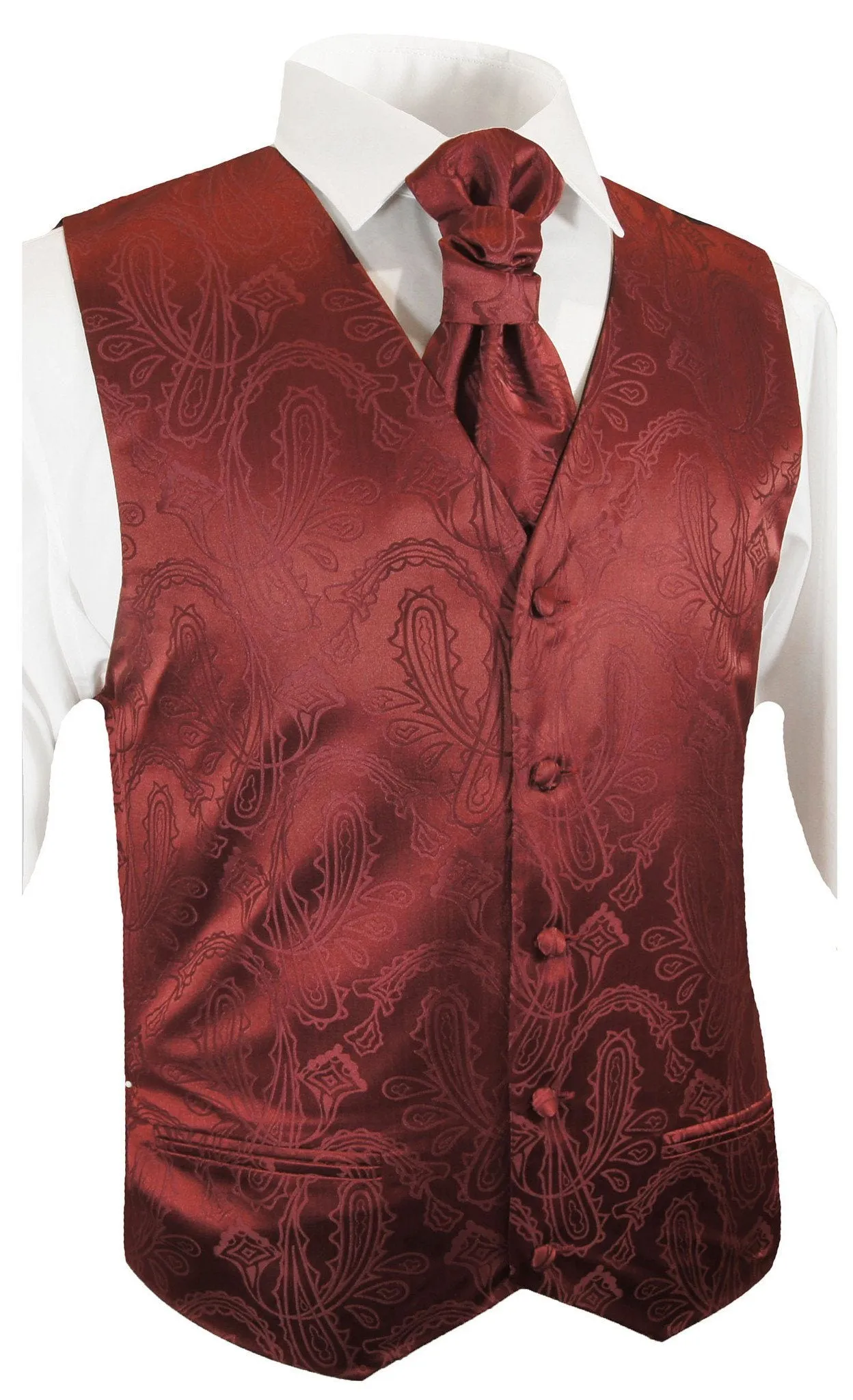 Burgundy Paisley Tuxedo Vest Set