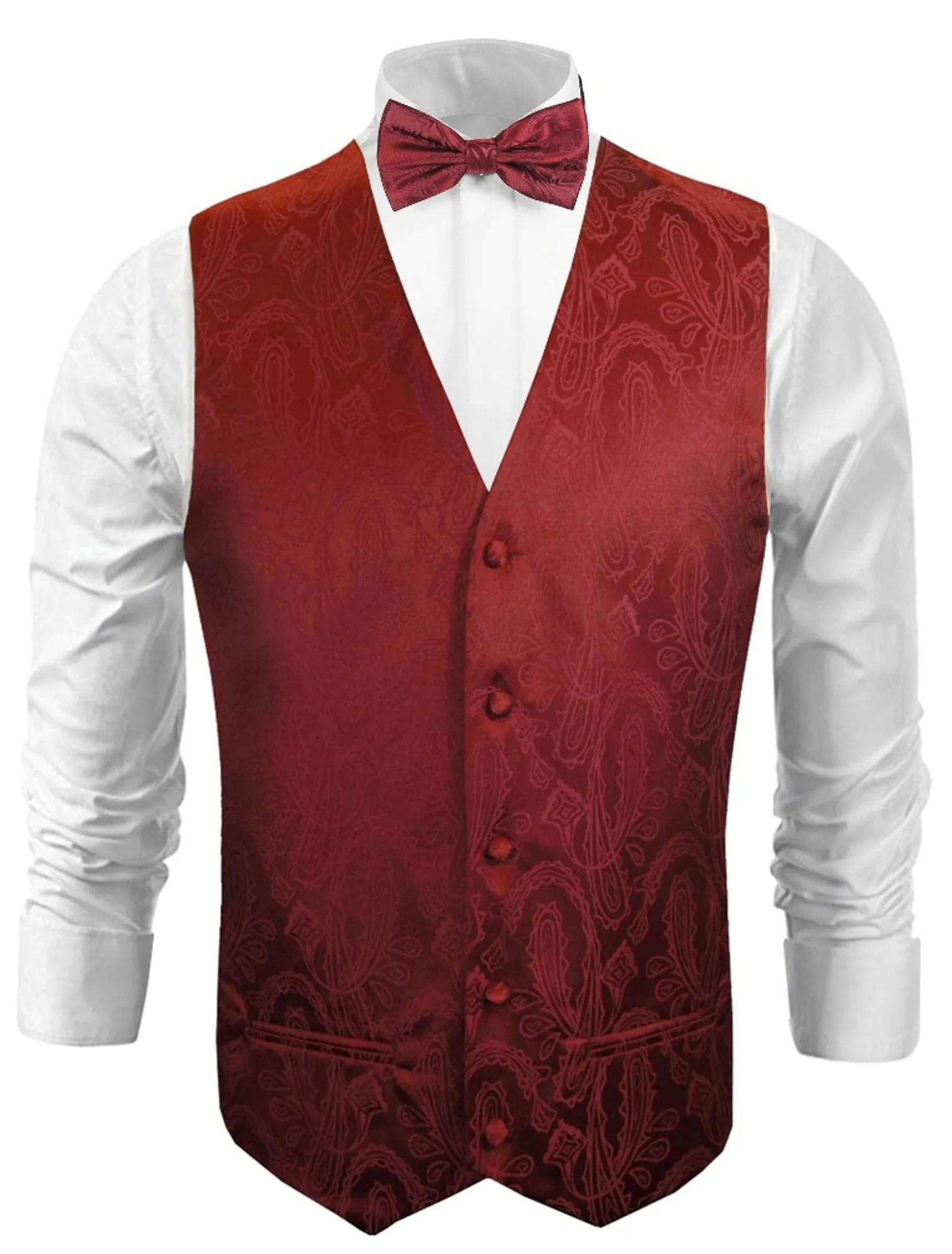 Burgundy Paisley Tuxedo Vest Set