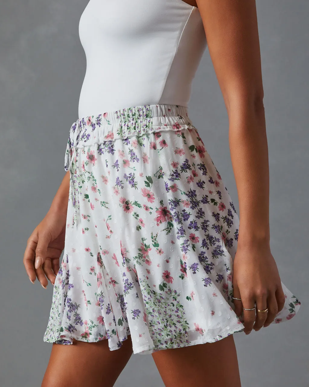 Capri Elastic Waist Floral Mini Skirt