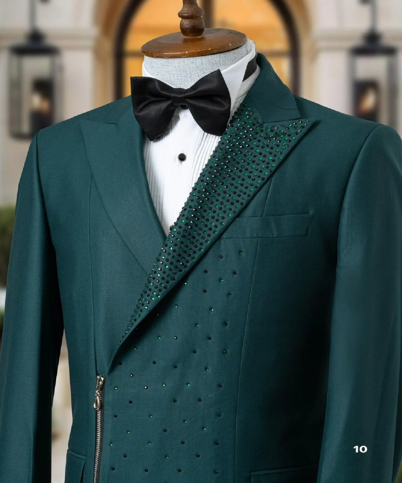 Dark Green Tuxedo With Stones