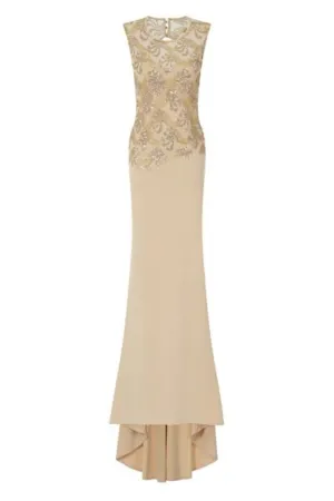 Divinity Sparkle Nude Slinky Backless Fishtail Maxi Dress