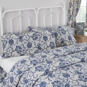 Dorset Navy Floral Ruffled King Pillow Case - Set of 2