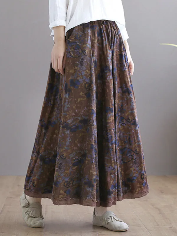 Double Layers Floral Printing Skirt