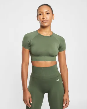 Empower Seamless Crop Top - Khaki Green