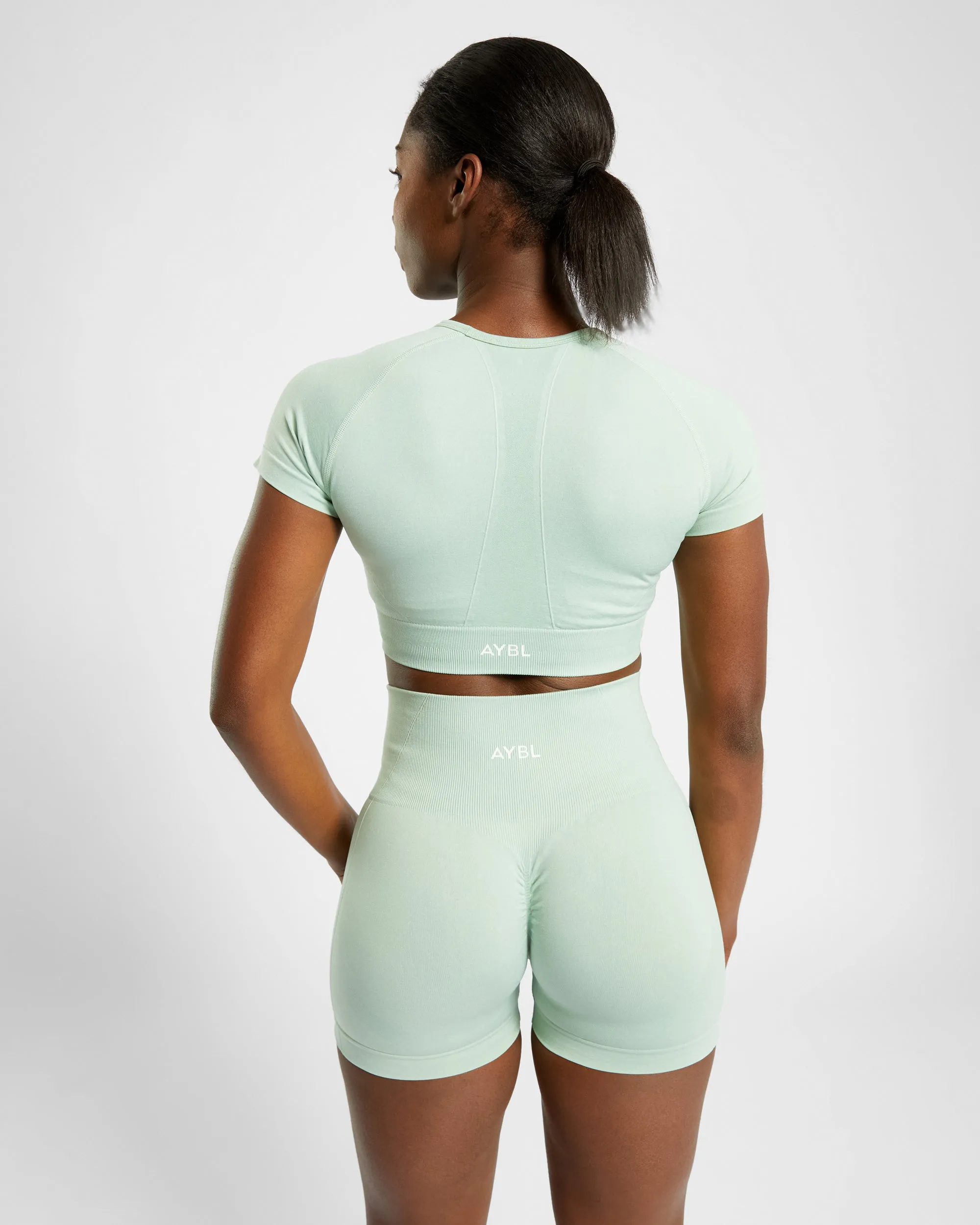 Empower Seamless Crop Top - Spring Green Marl