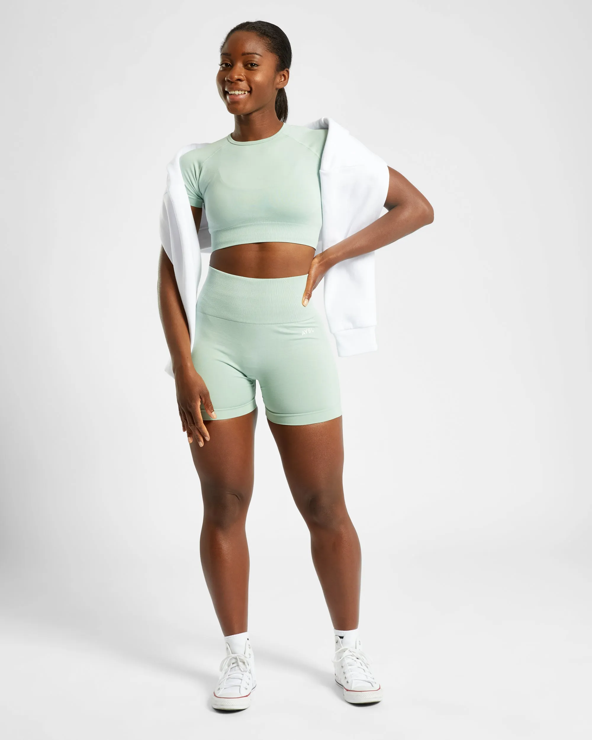 Empower Seamless Crop Top - Spring Green Marl