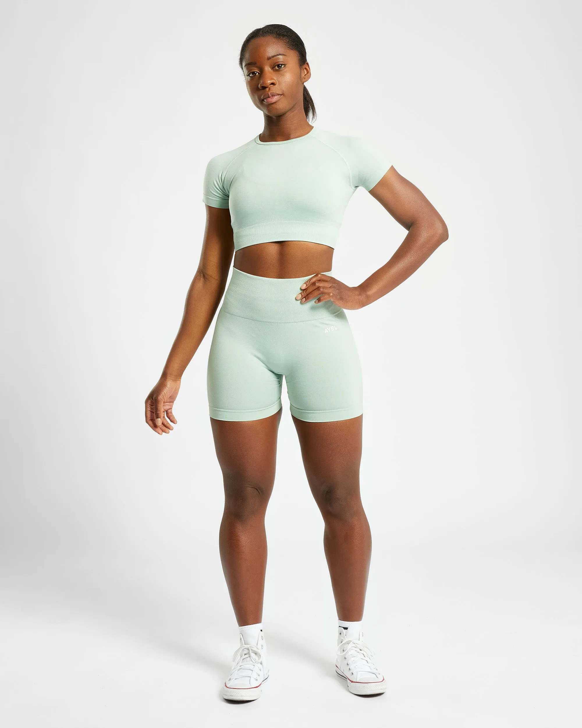 Empower Seamless Crop Top - Spring Green Marl