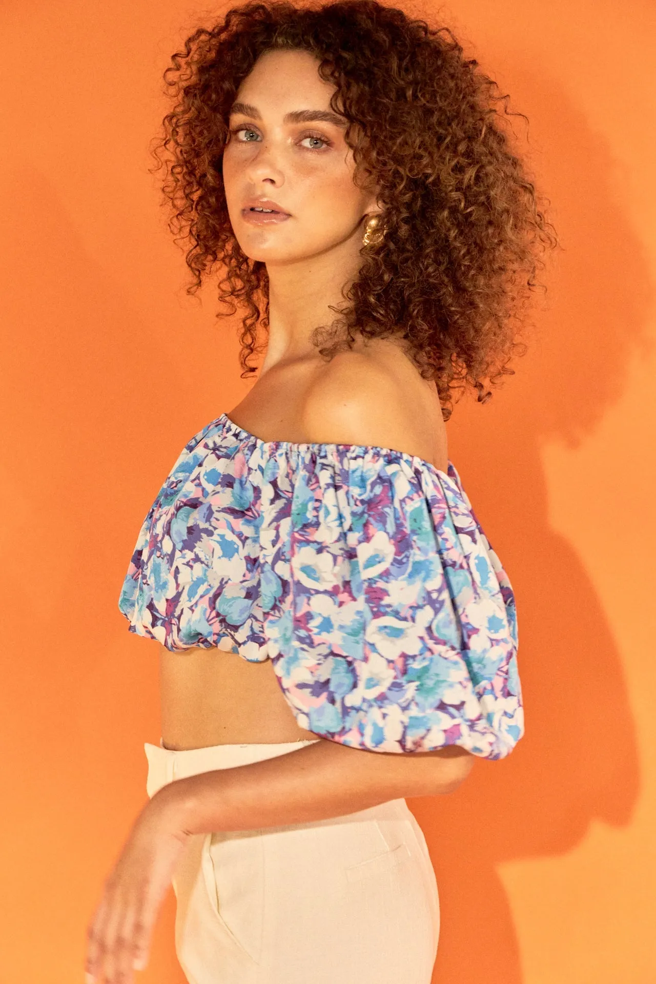 Endless Rose - Floral Satin Effect Crop Top