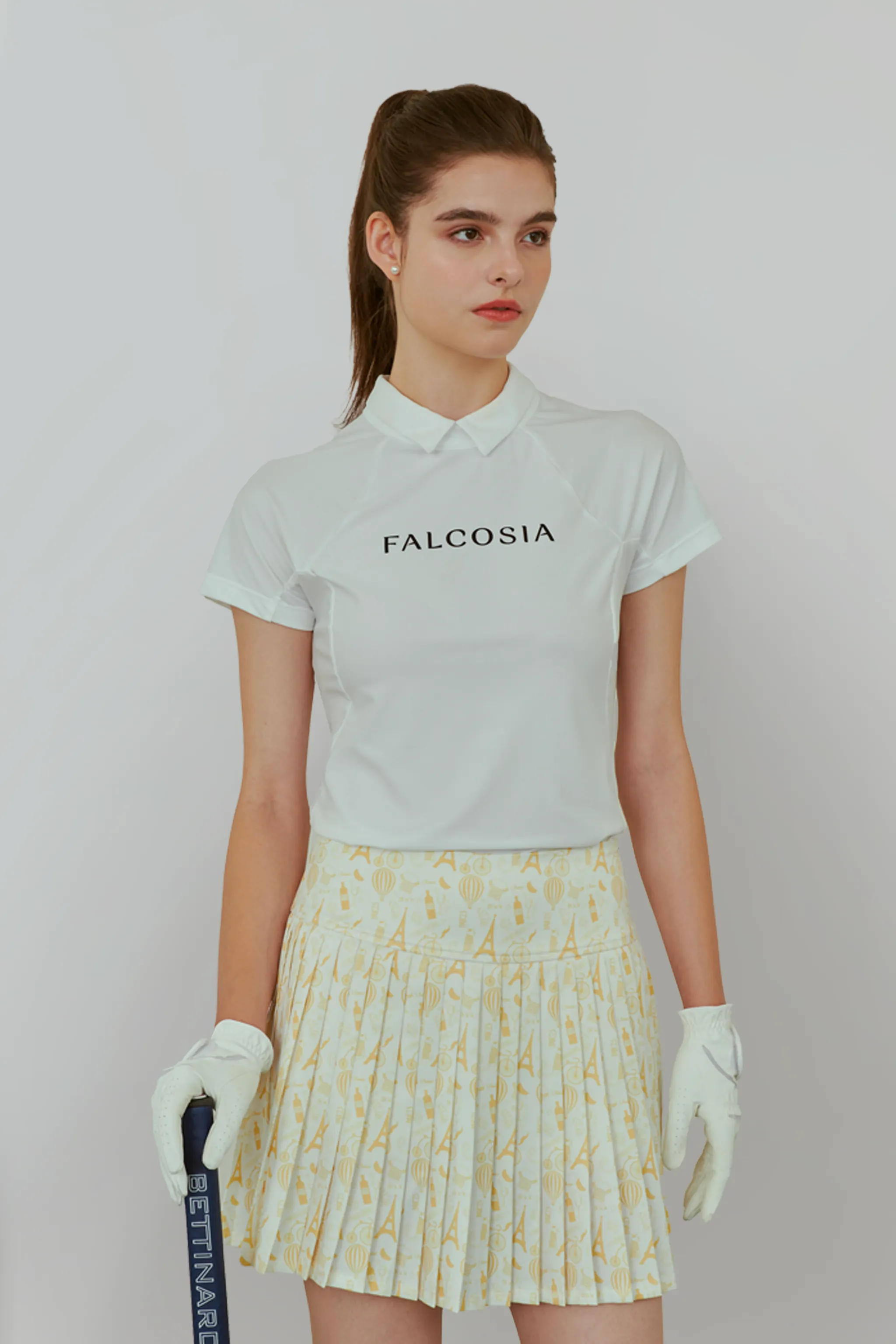 Falcosia Paris Print Pleated Skirt