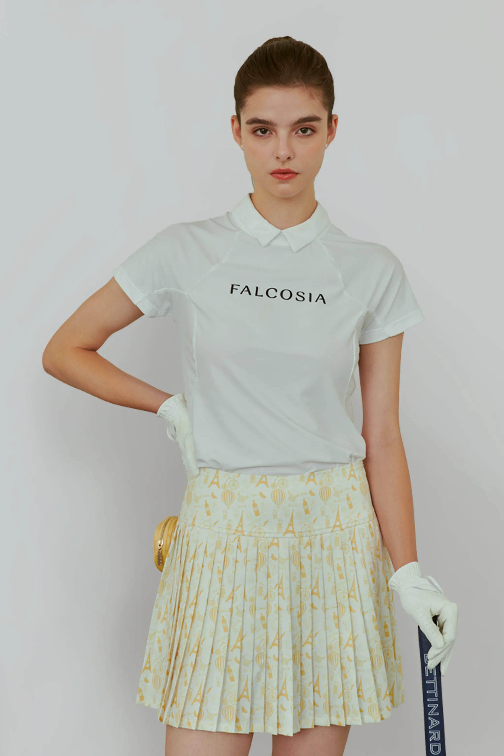 Falcosia Paris Print Pleated Skirt