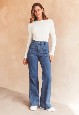 Florence Mid Blue Wide Leg Jean