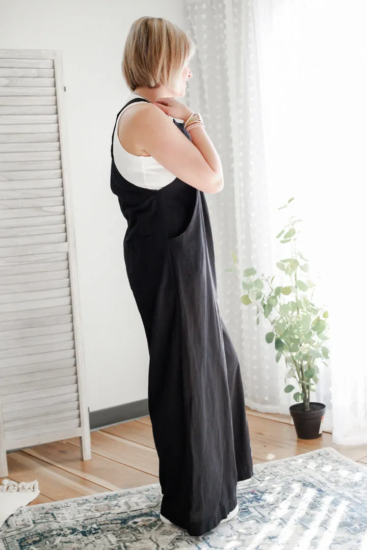 Gathered Wide Leg Overalls