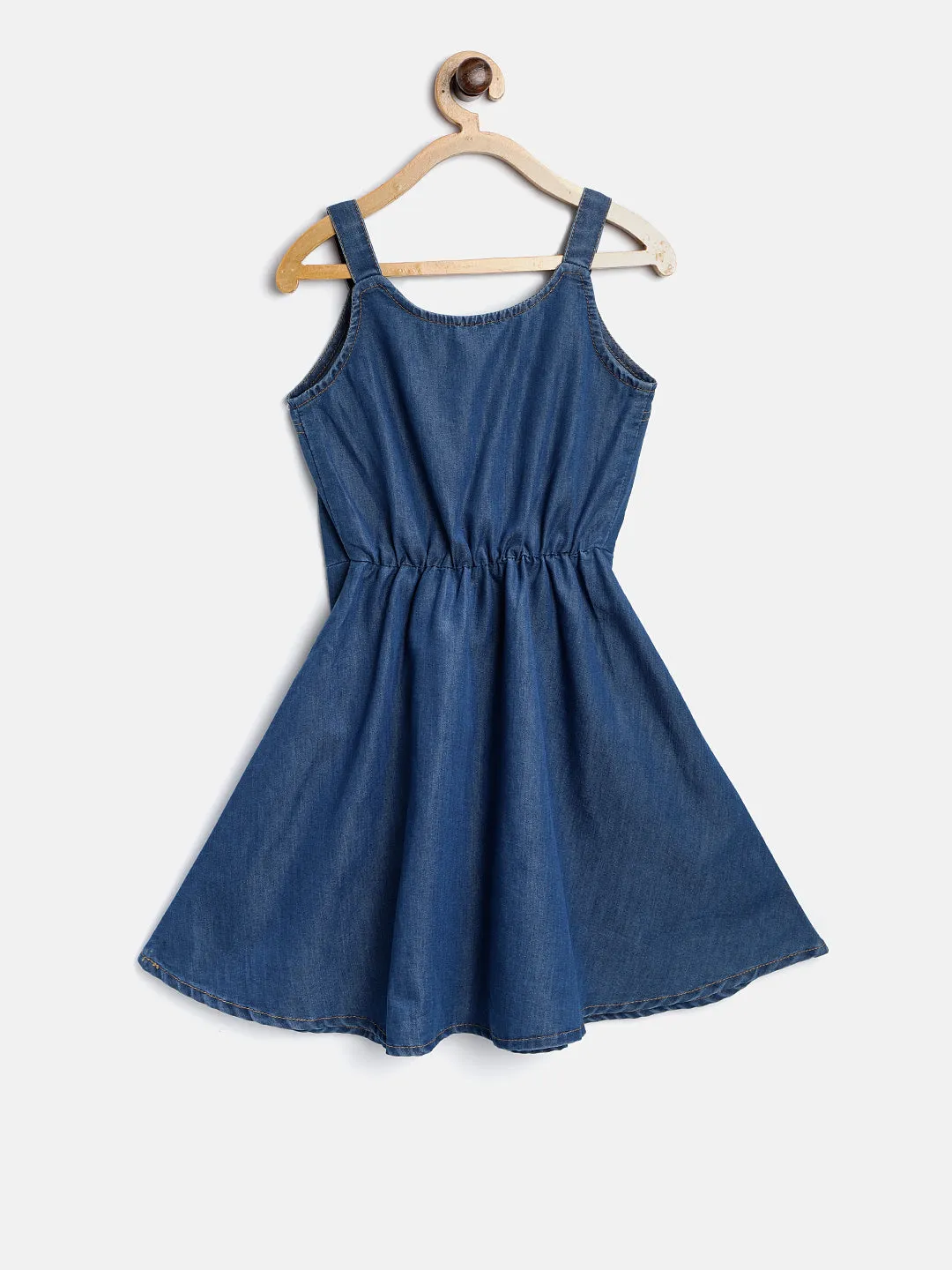 Gilr's  Denim Dress With Straps - StyleStone Kid