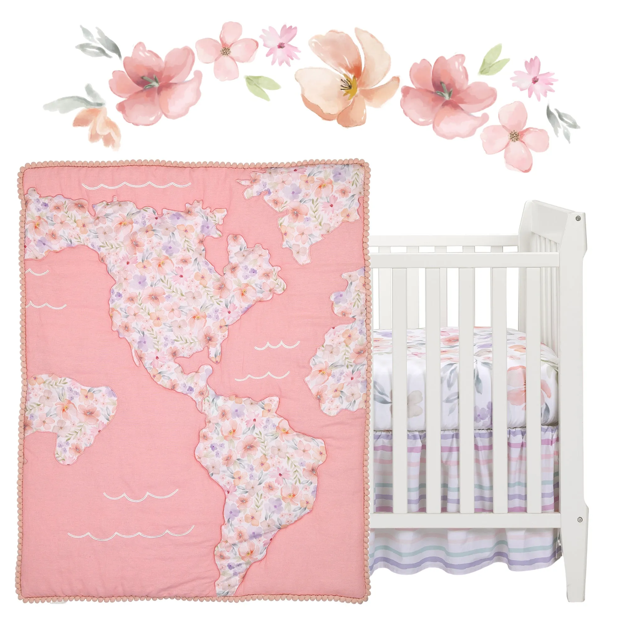 Girls Rule the World 4-Piece Crib Bedding Set