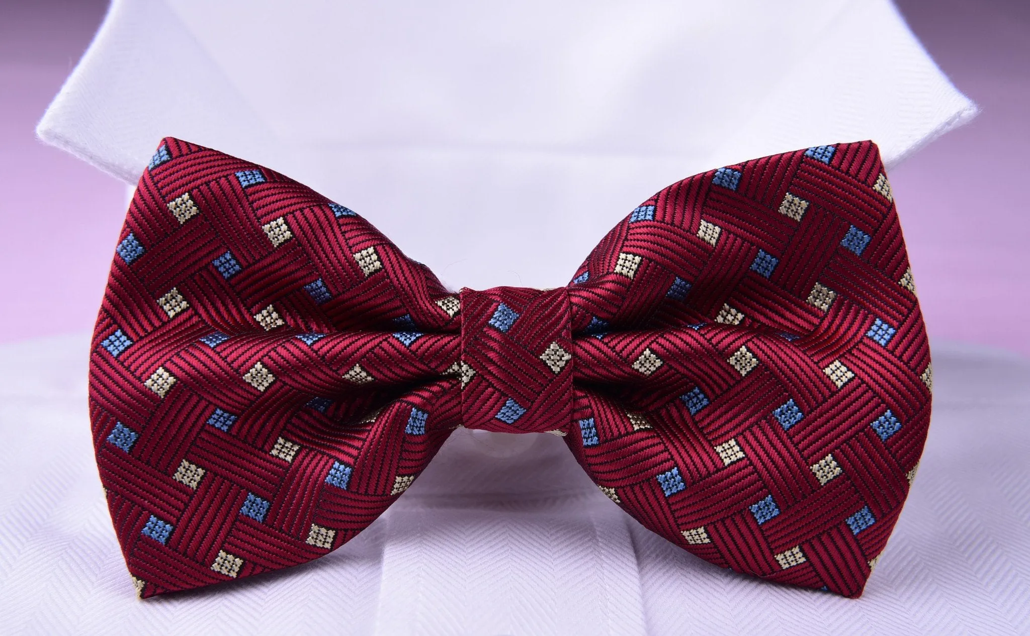 Good Red Wine Dinner Shirt Bow Tie Luxury Basketweave Event Fashion