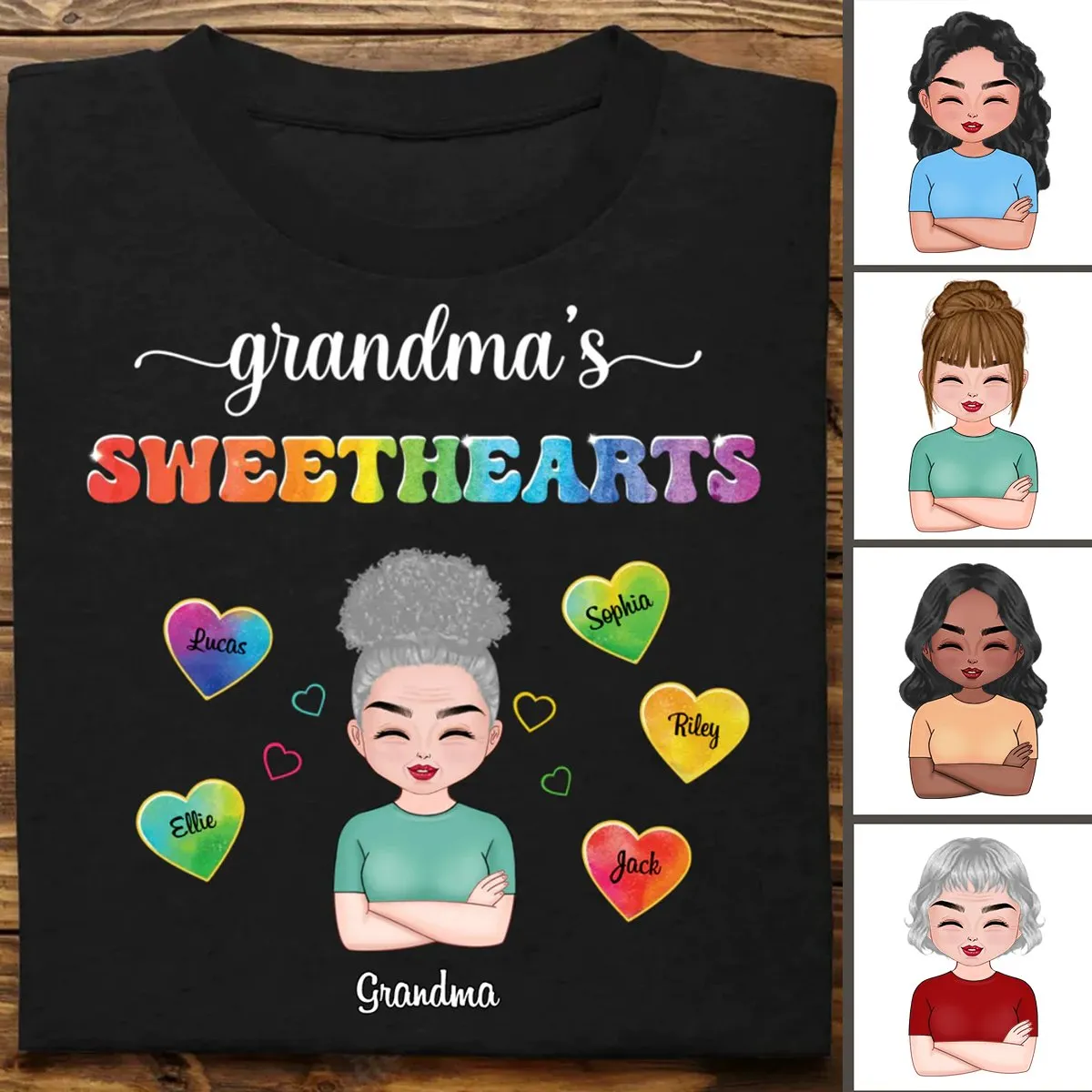 Grandma - Grandma's Sweethearts - Personalized Unisex T-Shirt