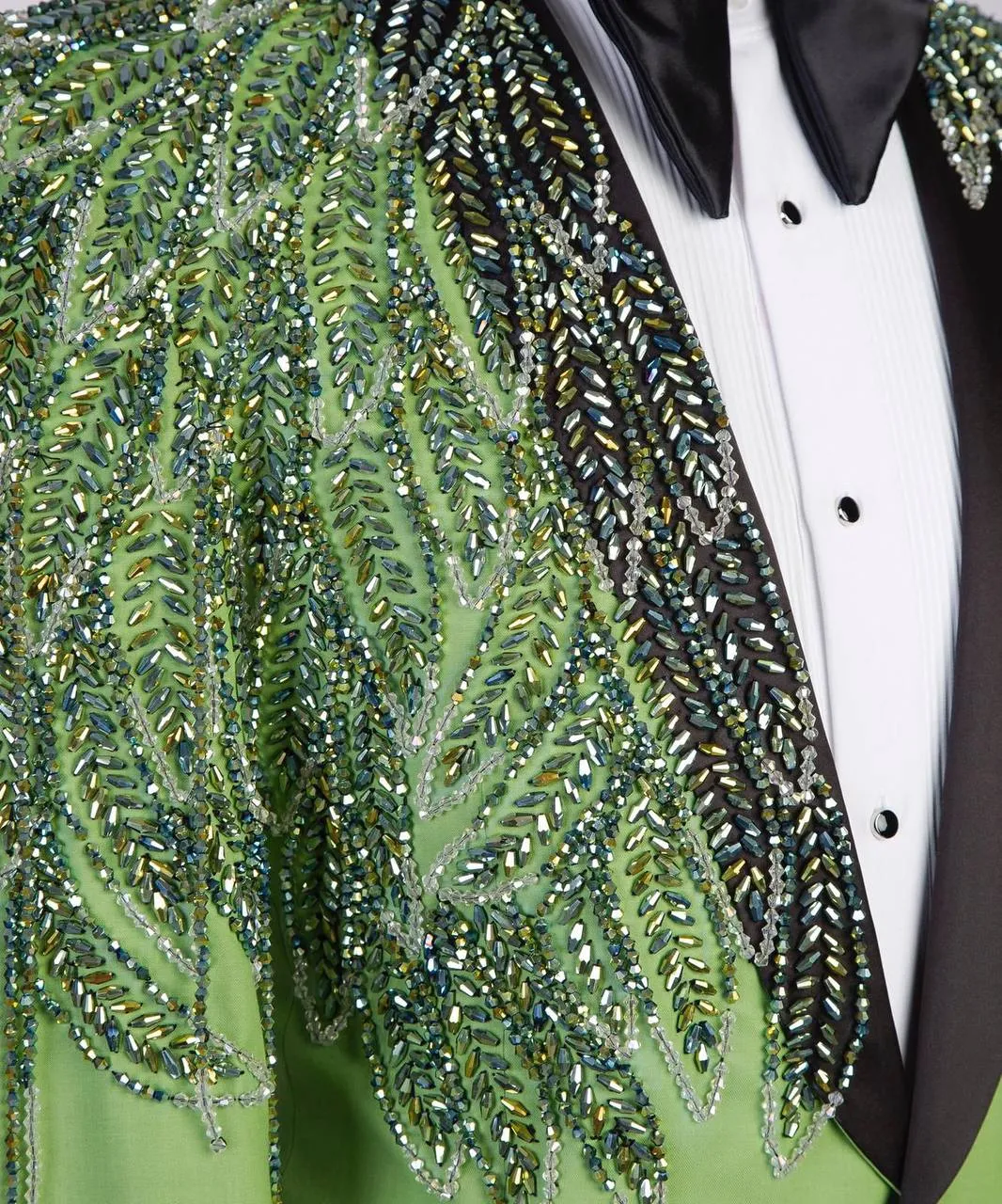 Green Tuxedo with Handcrafted Beadwork