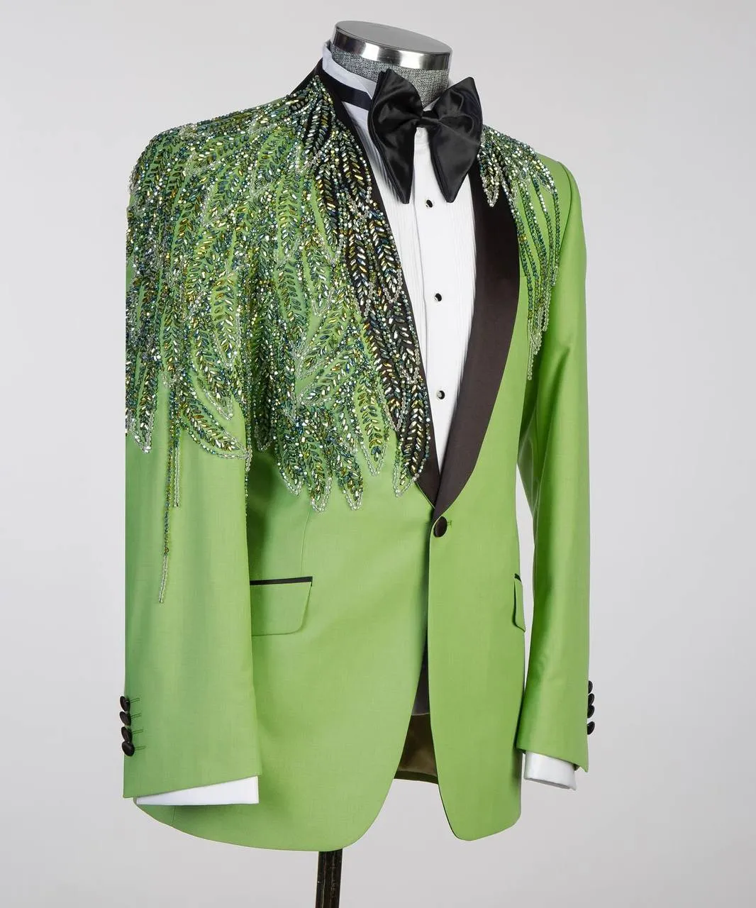 Green Tuxedo with Handcrafted Beadwork