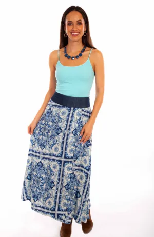 Honey creek blue wrap skirt w/denim waist band tie