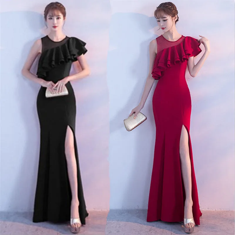 IKEARLAX  2018 Fashion New Sexy Wedding Evening Dress Women's Slim Fishtail Slimming Long Spring and Summer Dress