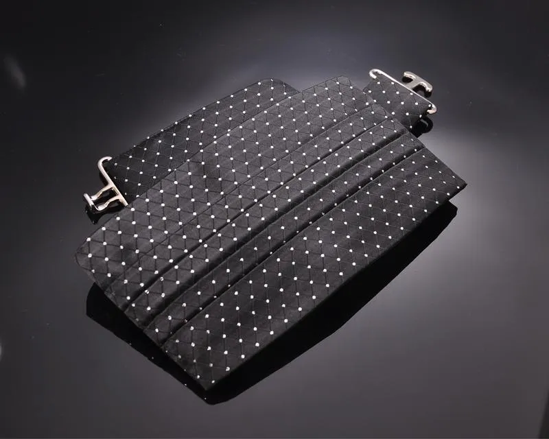 Men Dots Pattern Tuxedo Linen Cummerbund - Black