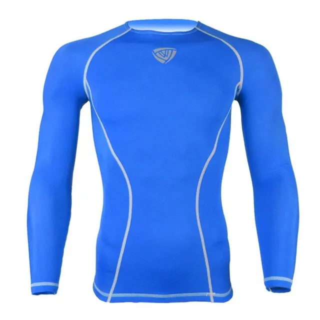 Men's Long Sleeve Running T-shirt Compression Tight Running High Elasticity T-shirt Gym Fitness Weight Lifting Sportswear