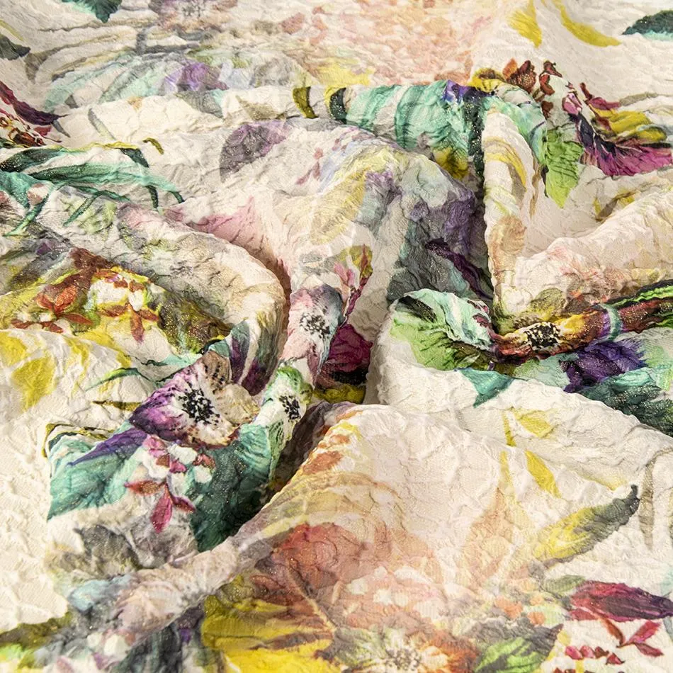 Multicolor Print Wrinkled Fabric 2064