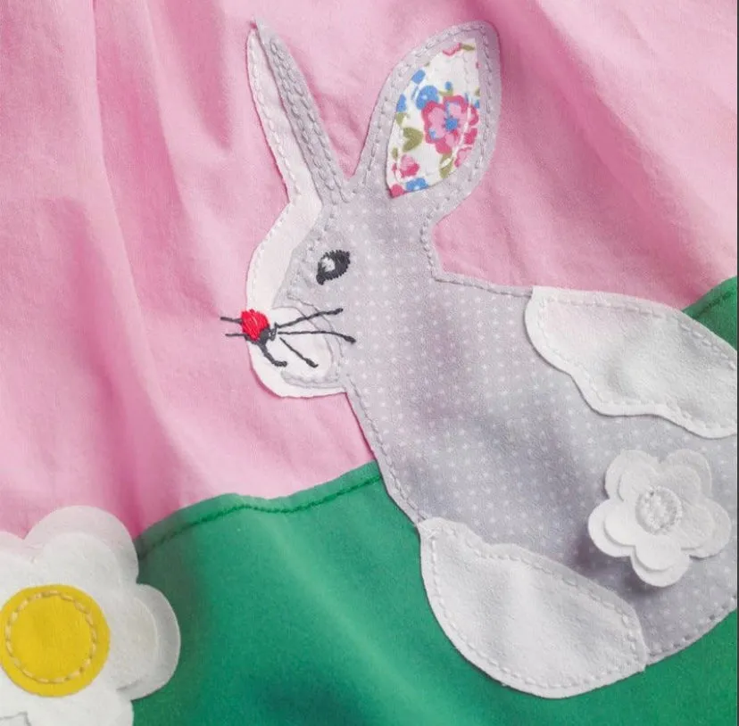 Pink Floral Bunny Applique Skirt