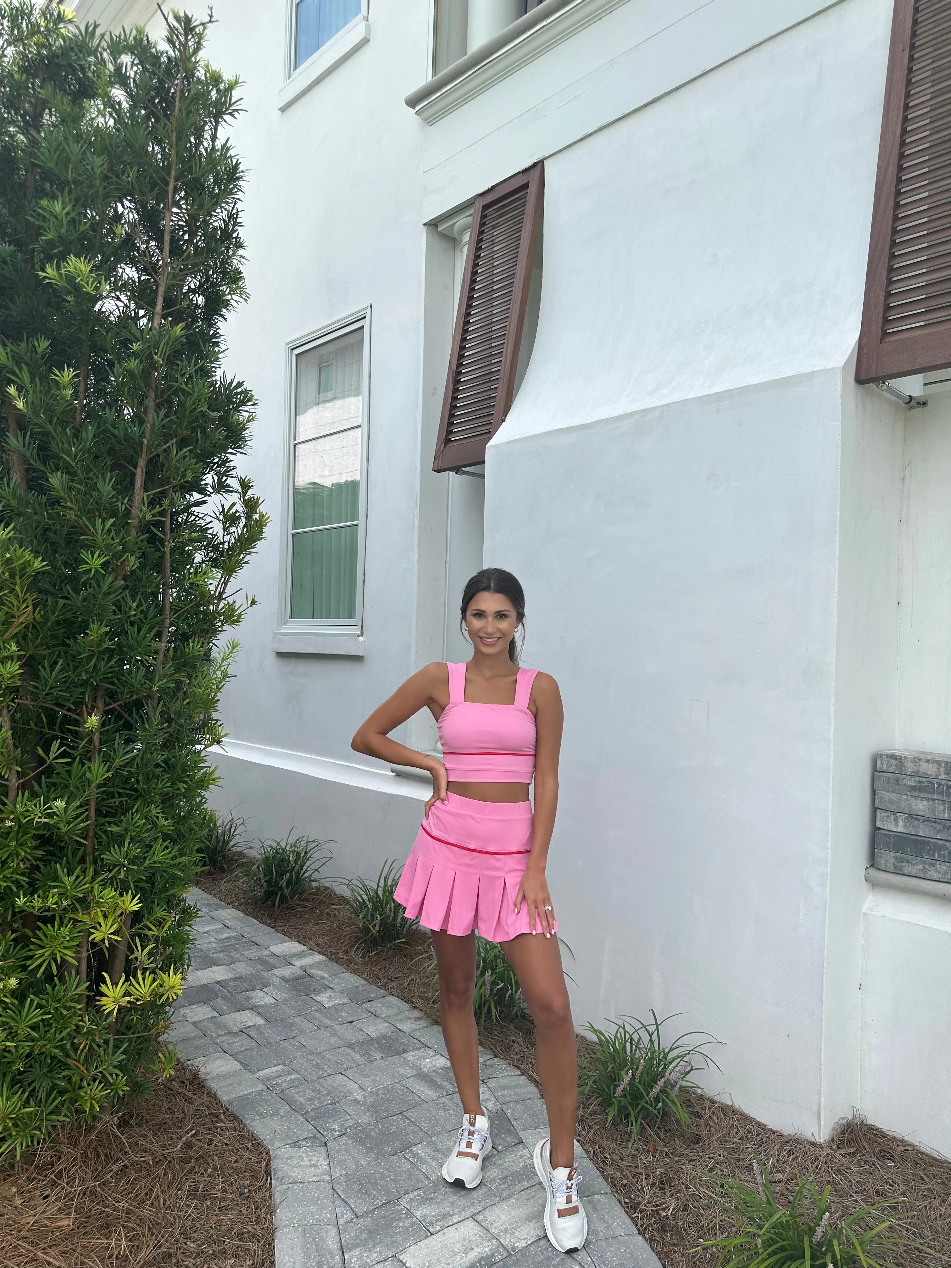 Pink Pleated skirt set